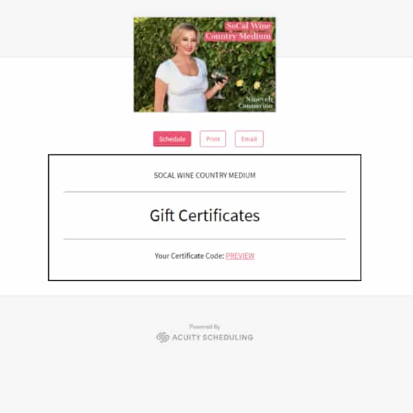 Screenshot Psychic Readings Gift Certificates